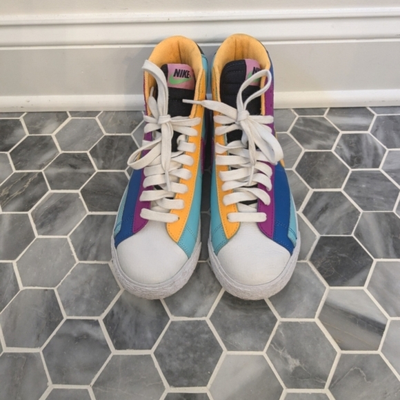 Nike Blazer Mid Aurora Purple Multicolor High Top Sneakers Youth 6 - Picture 2 of 8